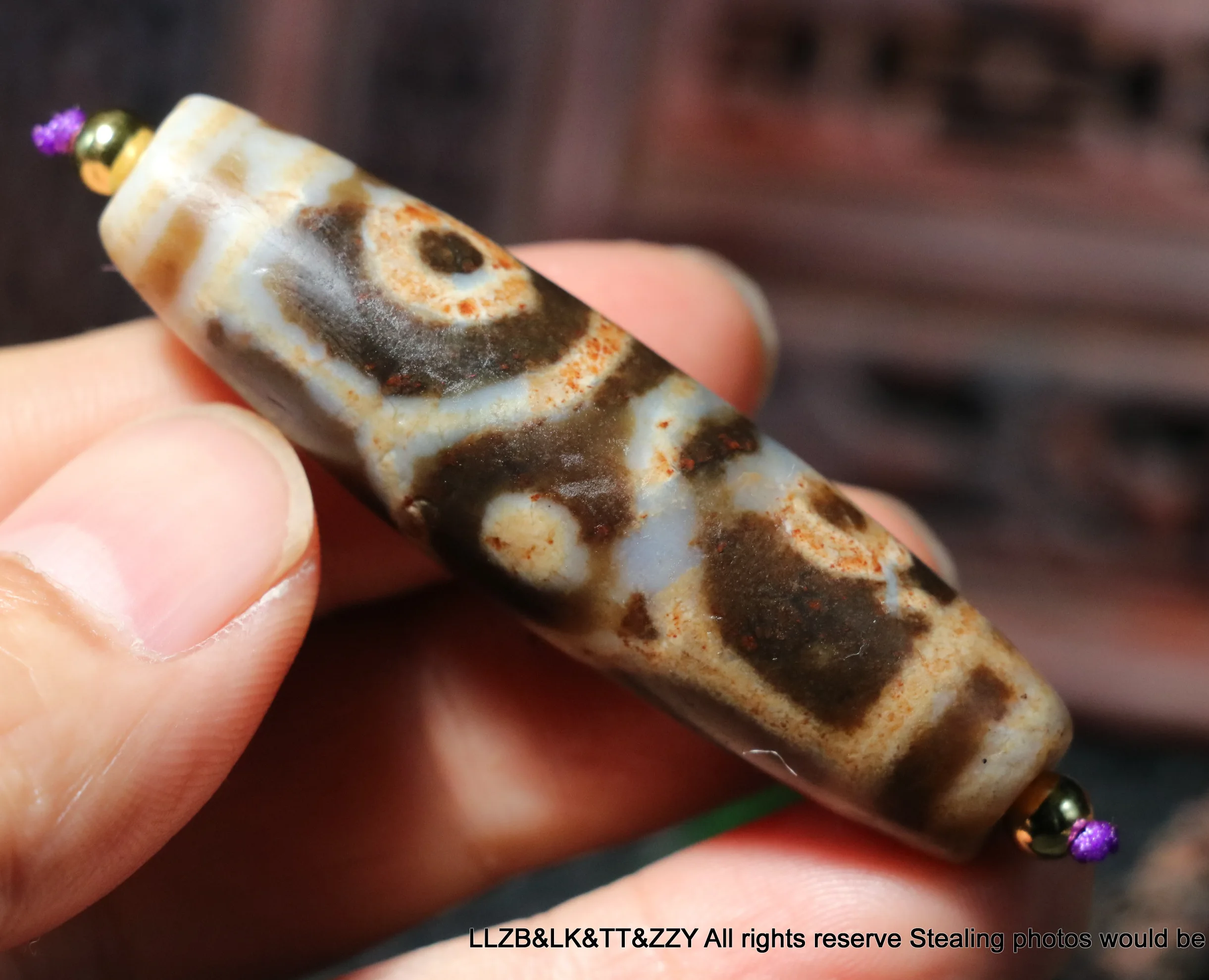 

A Magic Power Energy Tibetan Old Agate Star 4 Eyed Turtle Shell Longevity Symbol dZi Bead Amulet Talisman Pendant Timestown