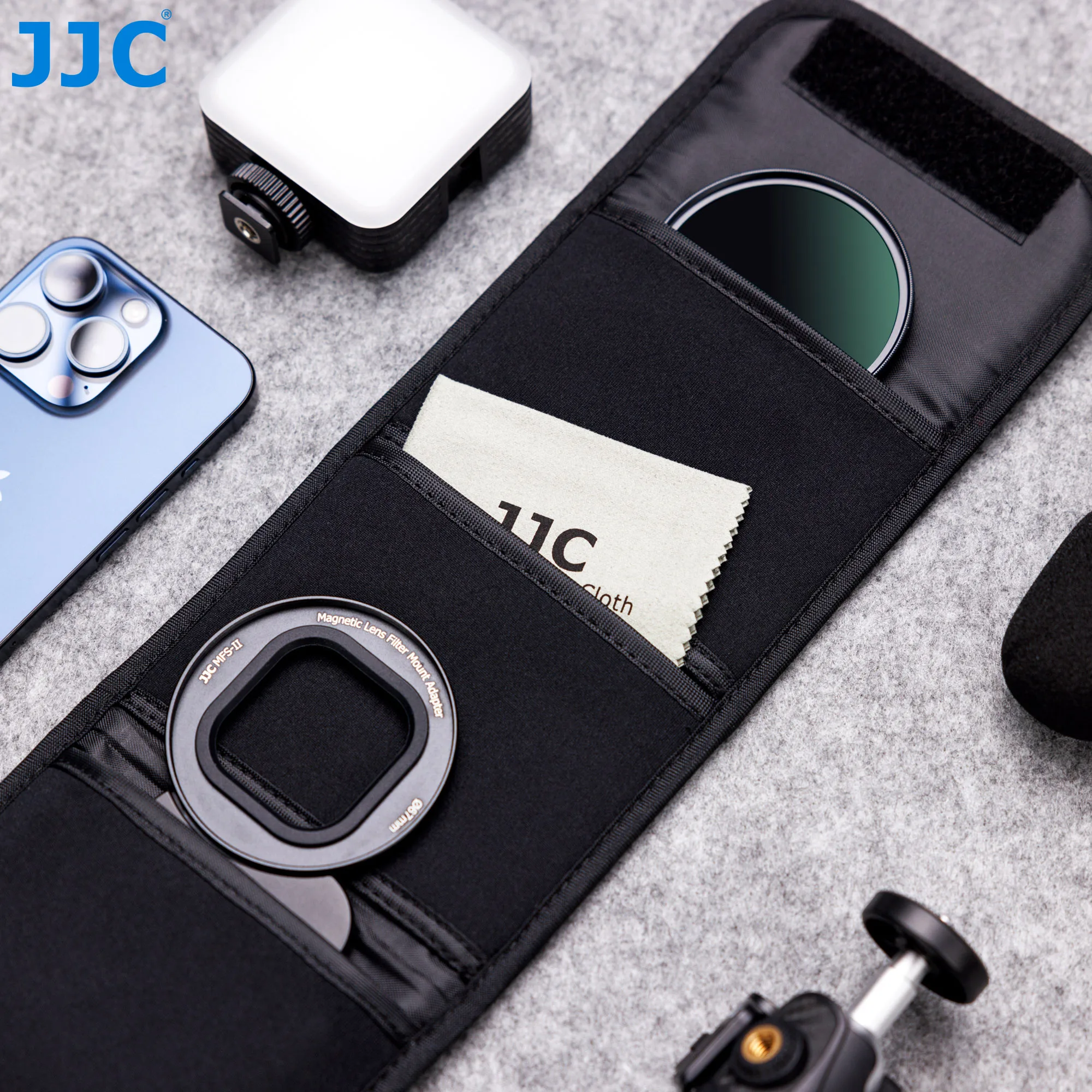 JJC 67 мм ND2-128 Регулируемый ND-фильтр Комплект адаптеров для магнитного фильтра объектива для iPhone 16 15 14 Pro Max Plus Запись видео для видеоблогов
