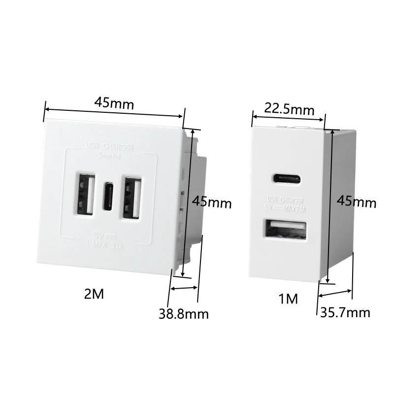 DIY USB Charging Home Plug Module Type-C Gniazdo ścienne Ładowarka AC/DC Zasilacz Gniazdo Panel Gniazdo ścienne Czarny Biały Moduł PC