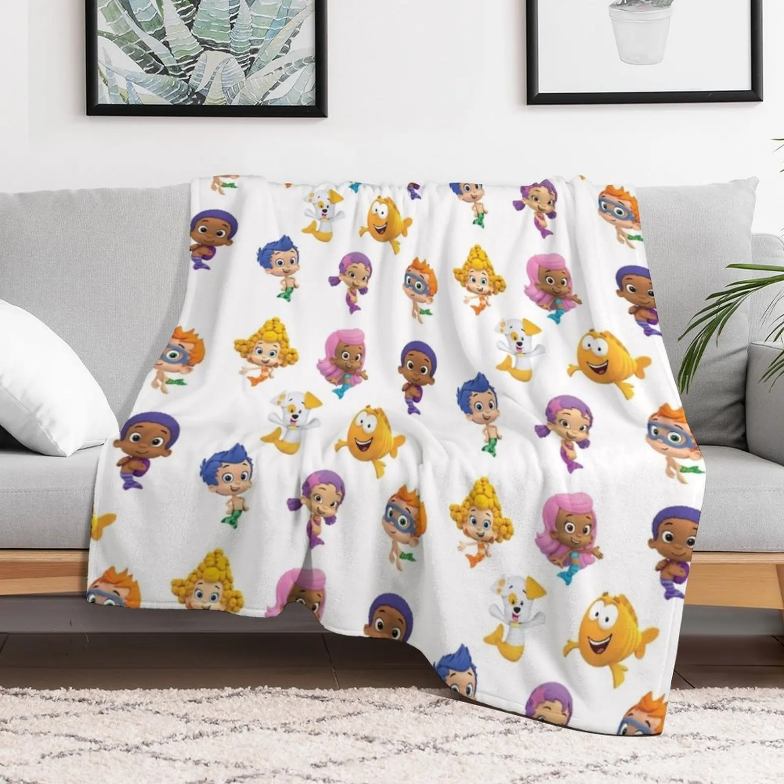 all bubble guppies together / cartoon / mermaids / kids Throw Blanket Fashion Sofas Bed linens Bed Thin Blankets