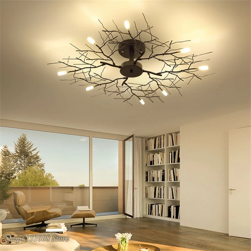 8/10/12/15/20 LED Ceiling Lights American Country Branch Lustre Iron Ceiling Lamp Living Room Home Decor Lighting Fixtures