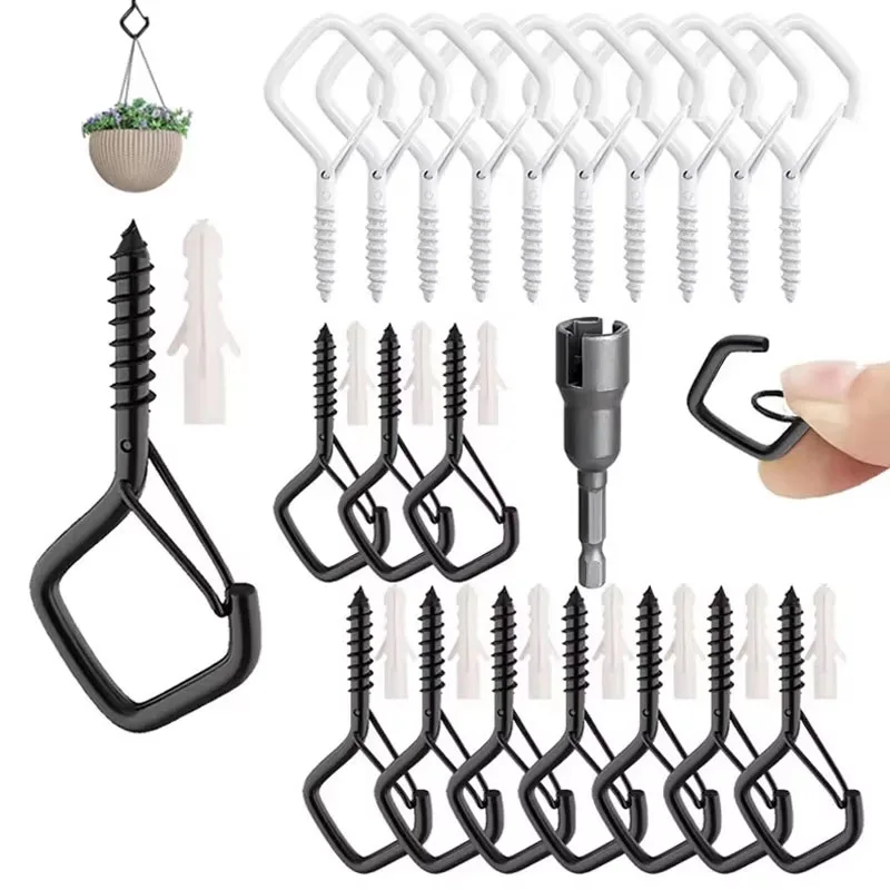 20PCS Square Snap Safety Hooks Multiple Color Hook Sturdy Anti-Drop Hanging For Fixing String Lights Hanging Potted Plants