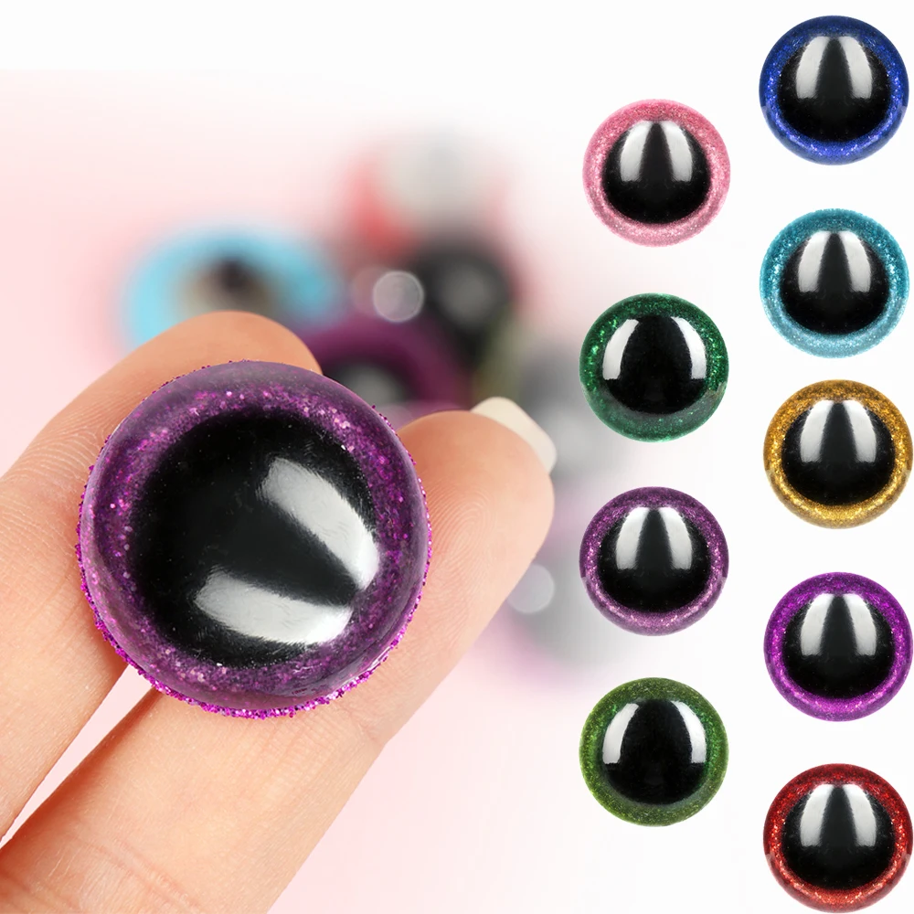 16 18 20 22 24mm DIY Plastic Puppet Shinning Doll Eyes Glitter Dolls Eyeballs Round Safety Eyes Plush Toys Accessories