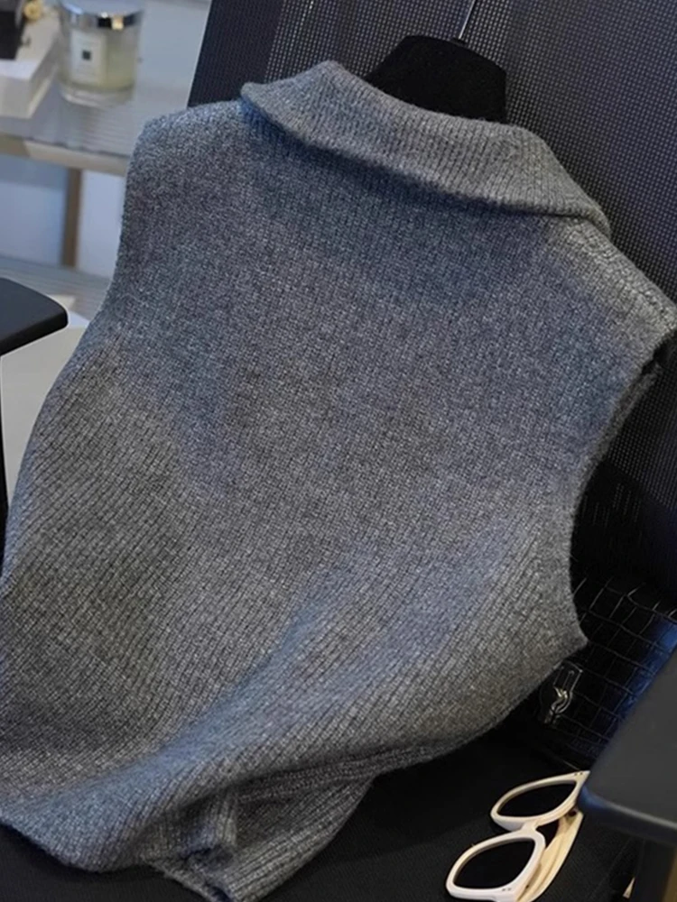 Comfortable Knitted Wool Sweater Double Zipper Svel Vest Autumn Winter Design High Faion European Sle Faionable Top