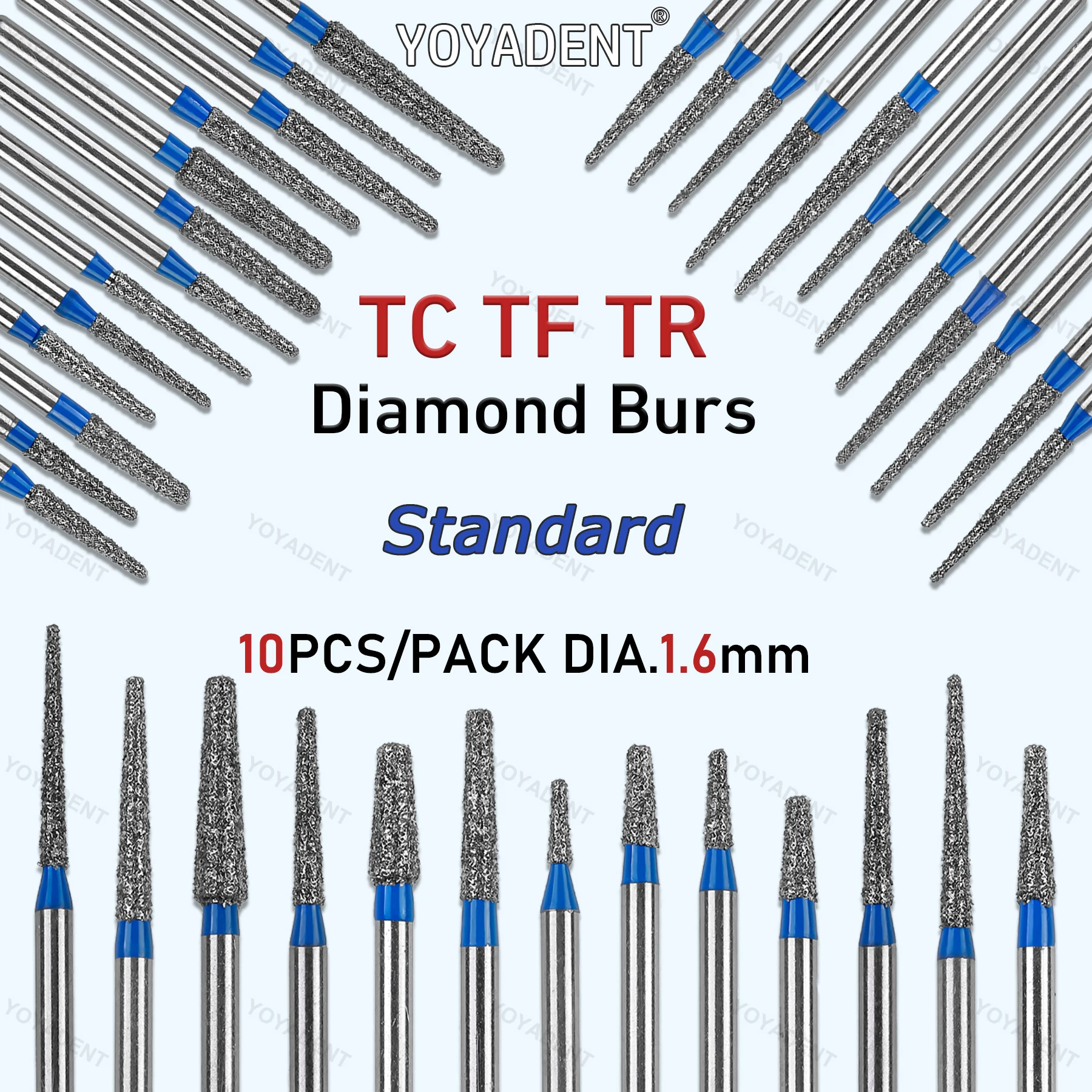 Dental Burs Dia.1.6mm 10pcs/Pack TC/TF/TR Type For High Speed Handpiece Dentistry Strawberries Polishing Tools Dental Materials