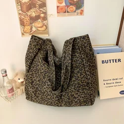 Large Capacity Canvas Hasp Women's Tote Bags 2024 Best-selling Leopard Print Top-Handle Bags High Quality Female Shoulder Bags