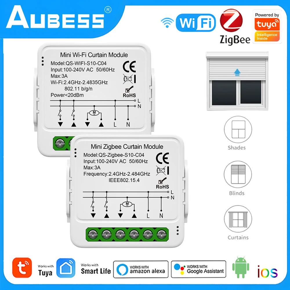 

Умный Wi-Fi модуль для занавесок Tuya ZigBee, регулятор яркости для штор, выключатель для жалюзи, роликовый затвор, голосовое управление Alexa Google Home