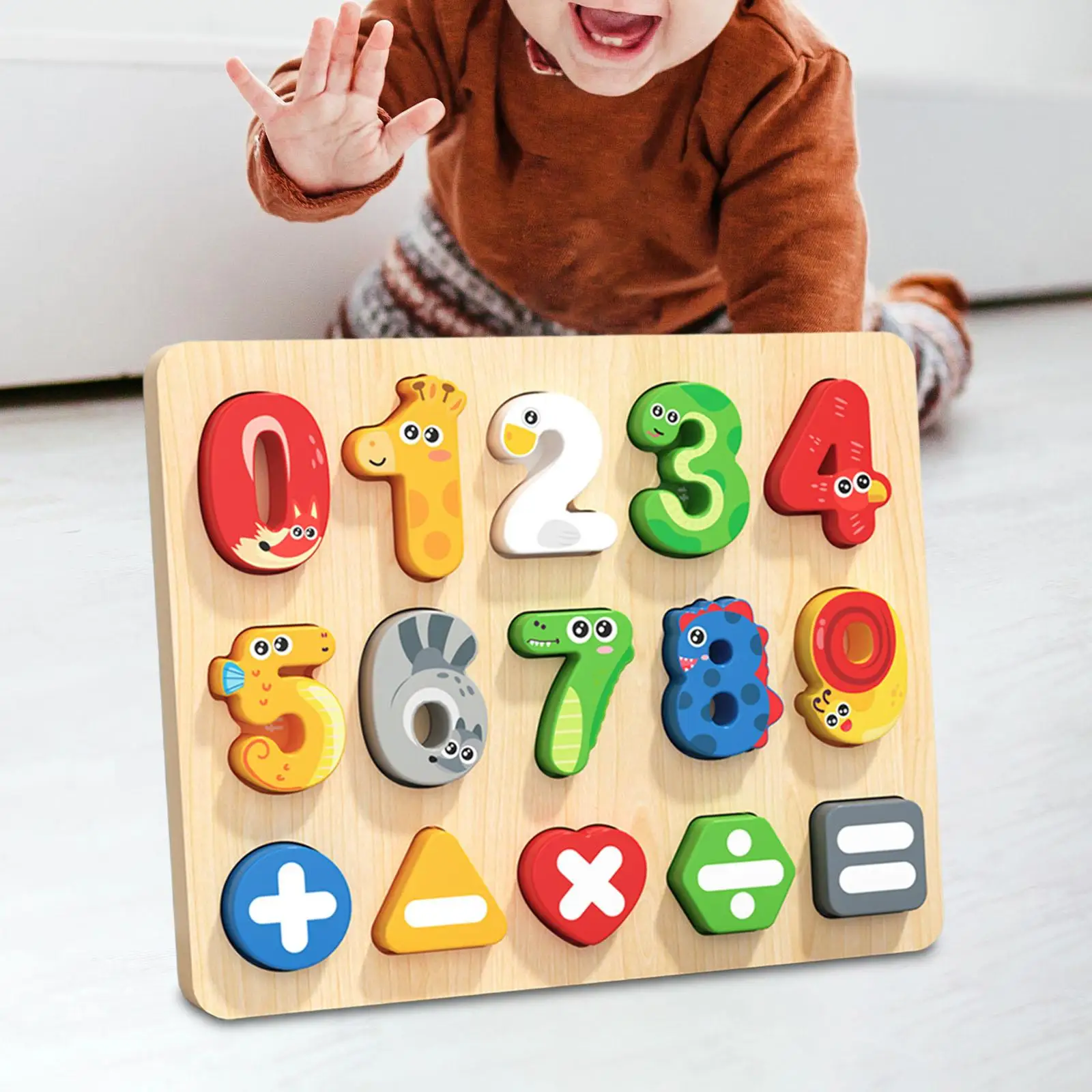 Zahlen-Tier-Puzzle, tragbar, entwicklungsfördernd, frühpädagogisch, für Kindergarten, Alter 1, 2, 3 Jahre alt, Kinder, Jungen, Mädchen, Geschenke