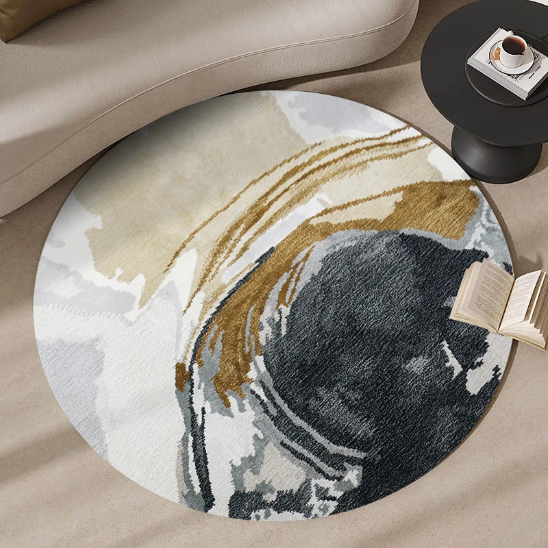 Round Carpet –  Pile Non-Slip Rug, Modern Abstract Center Design for Home Decoration