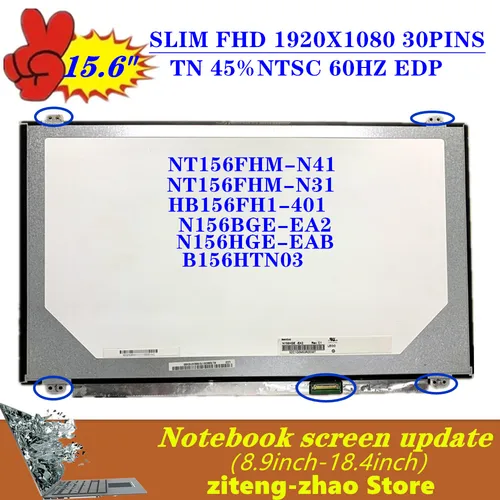 LCD 노트북 디스플레이 화면 슬림 15.6 인치 FHD 1080P HB156FH1-401 FIT N156HGA-EAB N156HGE-EAB B156HTN03.7 NT156FHM-N31 B156HTN03.8 