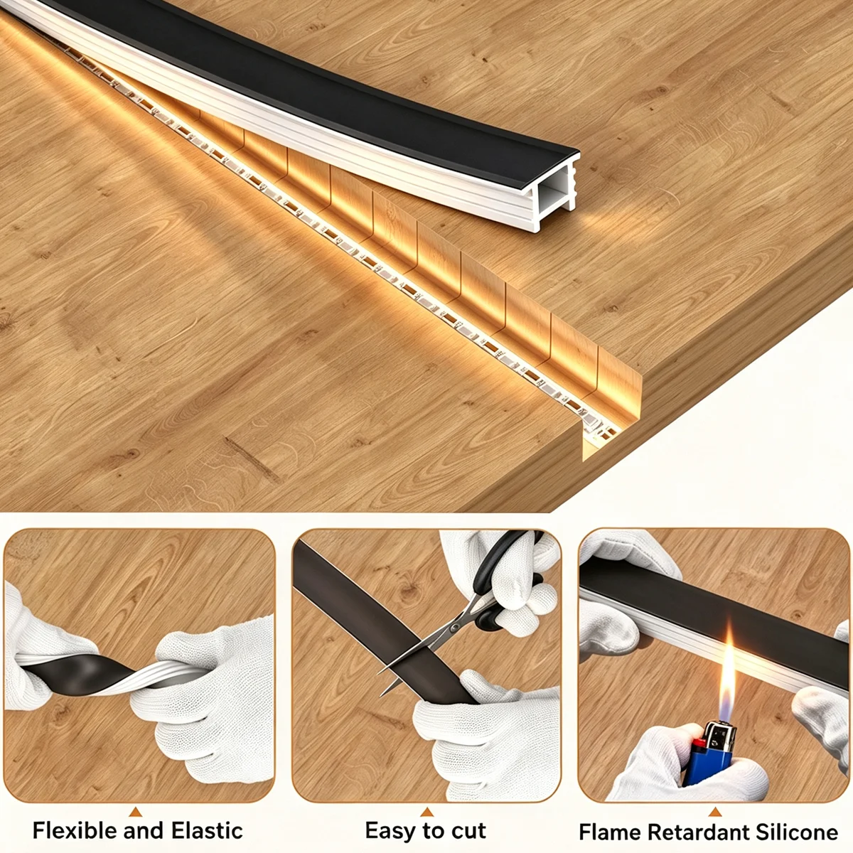 5M Recessed Black Soft Silicone Tube Diffuse For WS2811 WS2812B Outdoor Ribbon Strip Light Neon Light Flexible Rope LED Channel