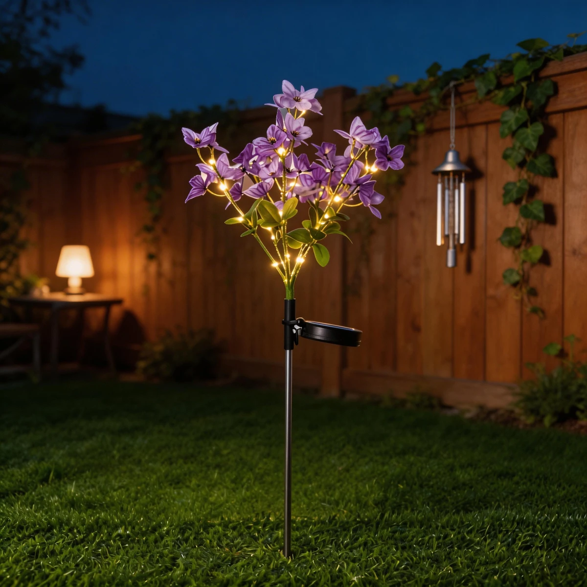 Outdoor Solar LED Purple Iris Stake Lamp Artificial Flower Lawn Spike Light Garden Patio Party Decorations