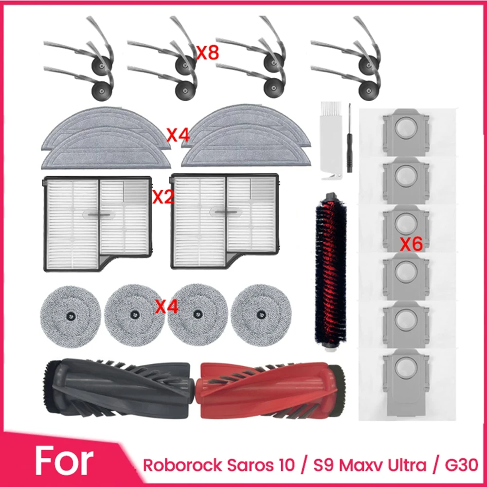 AB43-29 шт. запасные части для пылесоса Roborock Saros 10/S9 Maxv Ultra/G30, аксессуары для пылесоса, основная боковая щетка, фильтр, швабра, мешок для пыли