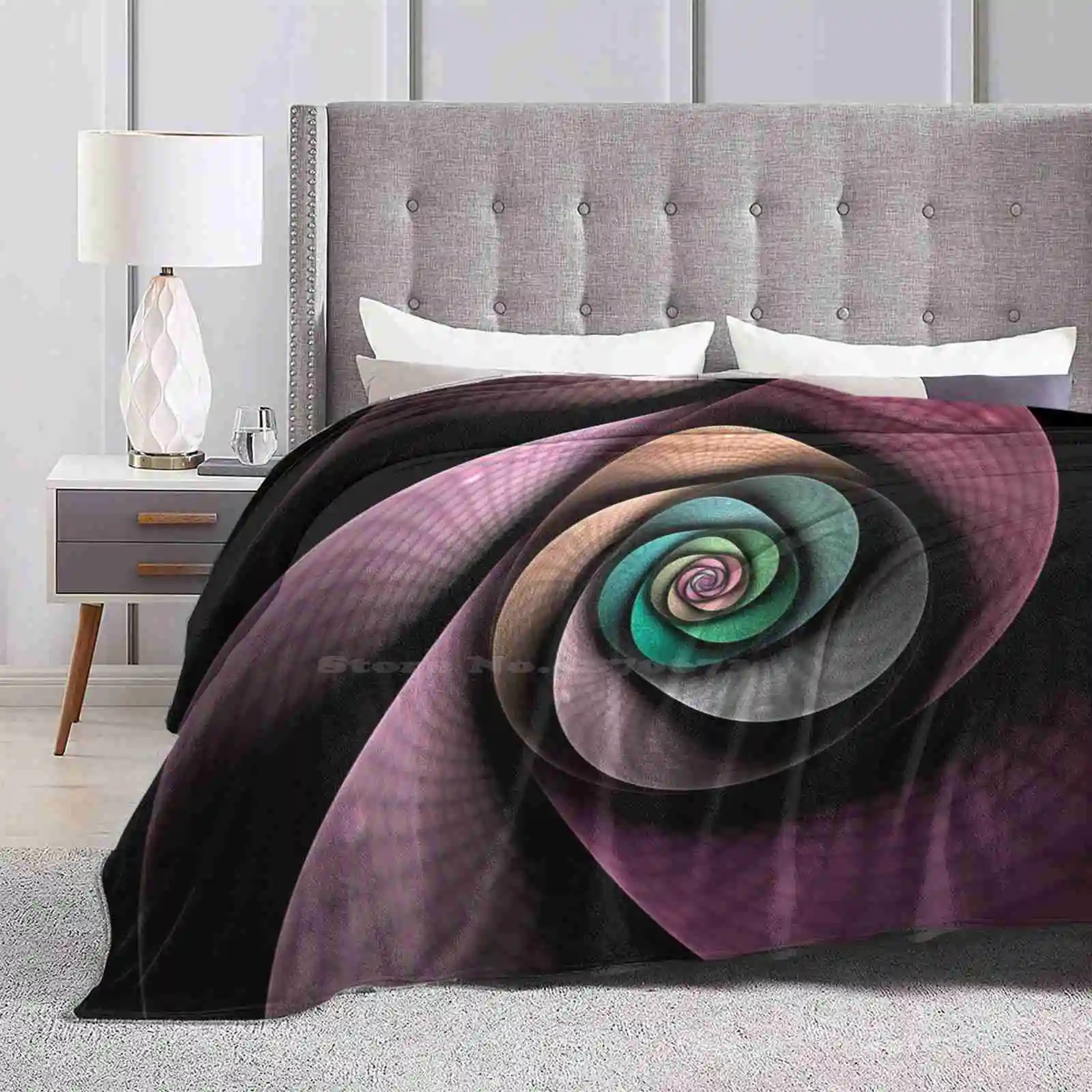 Rennie Rose Super Warm Soft Blankets Throw On Sofa/Bed/Travel Rennie Rose Fractal Abstract Pink