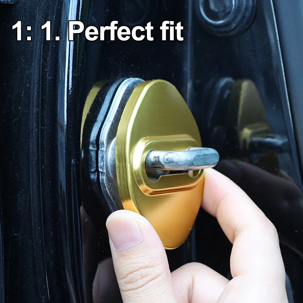 1/4Pcs Car Door Latch Metal Protective Cover Door Lock Rustproof Noise Reducing Aluminium Alloy Protection Cushion For Toyota