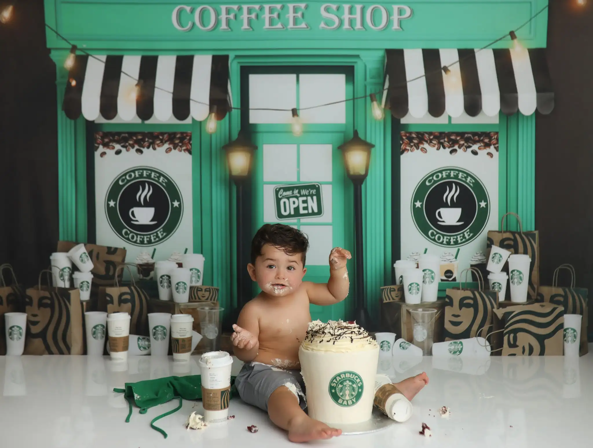 Coffee Shops Backgrounds Mellow Latte Kids Adult Photogrpahy Decors Child Baby Photocall Propss Birthday Cake Smash Backdrops