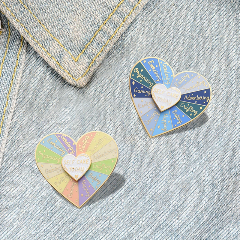 Heart Turntable Hard Enamel Pins Custom ideas for Self Heart Brooches Lapel Badges Funny Jewelry Gift for Kids Friends