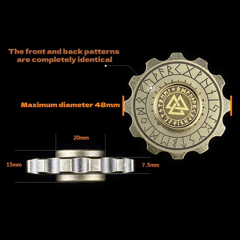مضحك على الوجهين الفايكنج القراصنة الرجعية النحاس EDC الإصبع الدوران المعادن الضغط لعبة الاصبع هدية الكبار