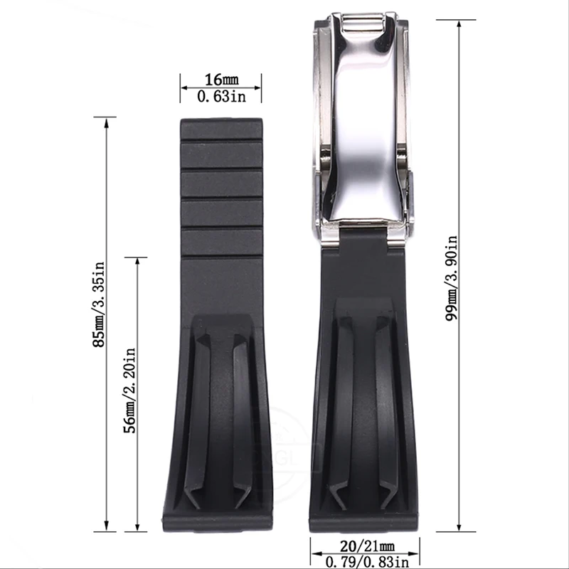 20 21mm Rubber Strap Suitable For Rolex Yacht Daytona Submarine Black Green Water Ghost Explorer Bracelet Watch Band Accessories