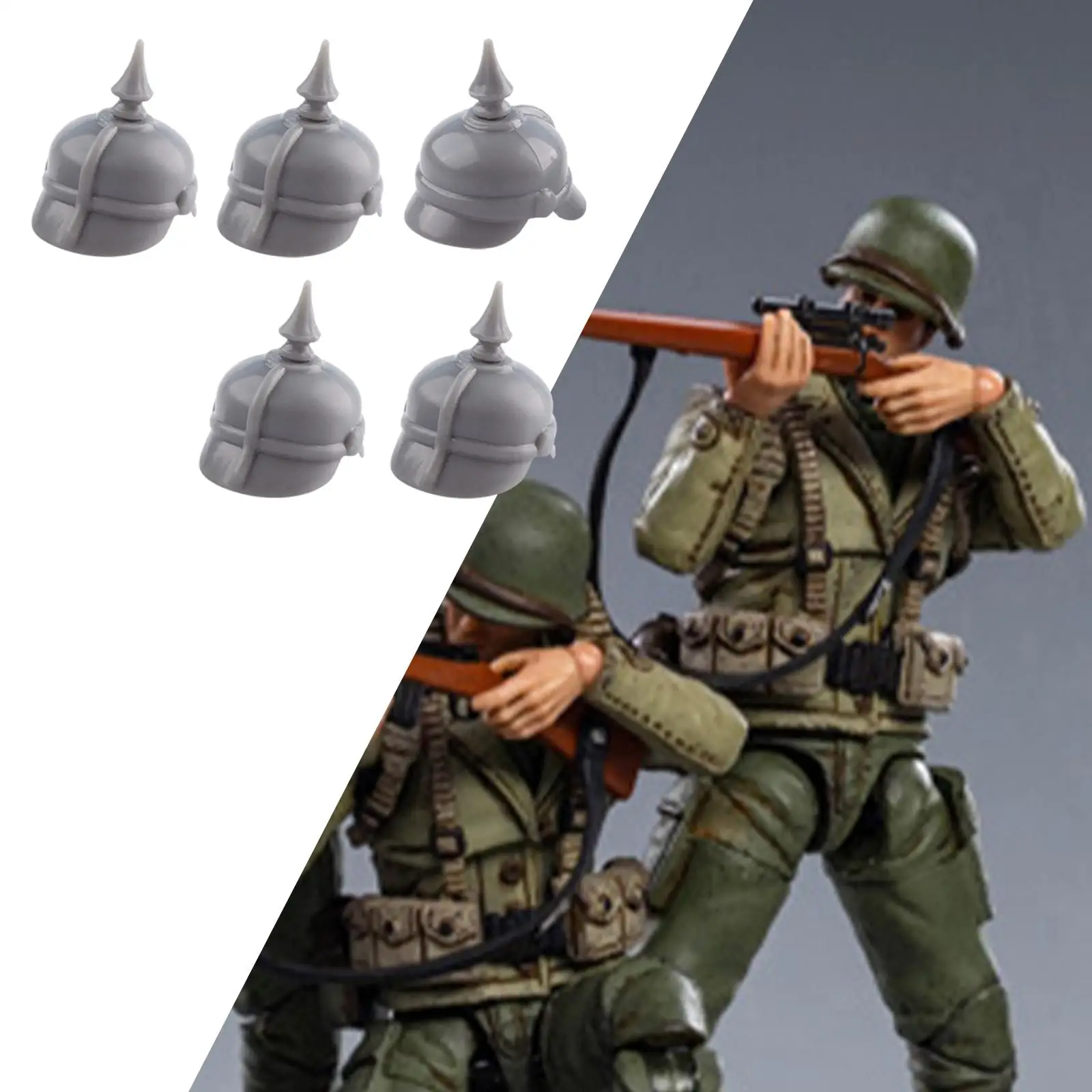 5 Pieces 1/6 Scale Soldier Helmet Miniature Model Pointed Helmet Mini Bricks Kids Toys Doll Parts 12