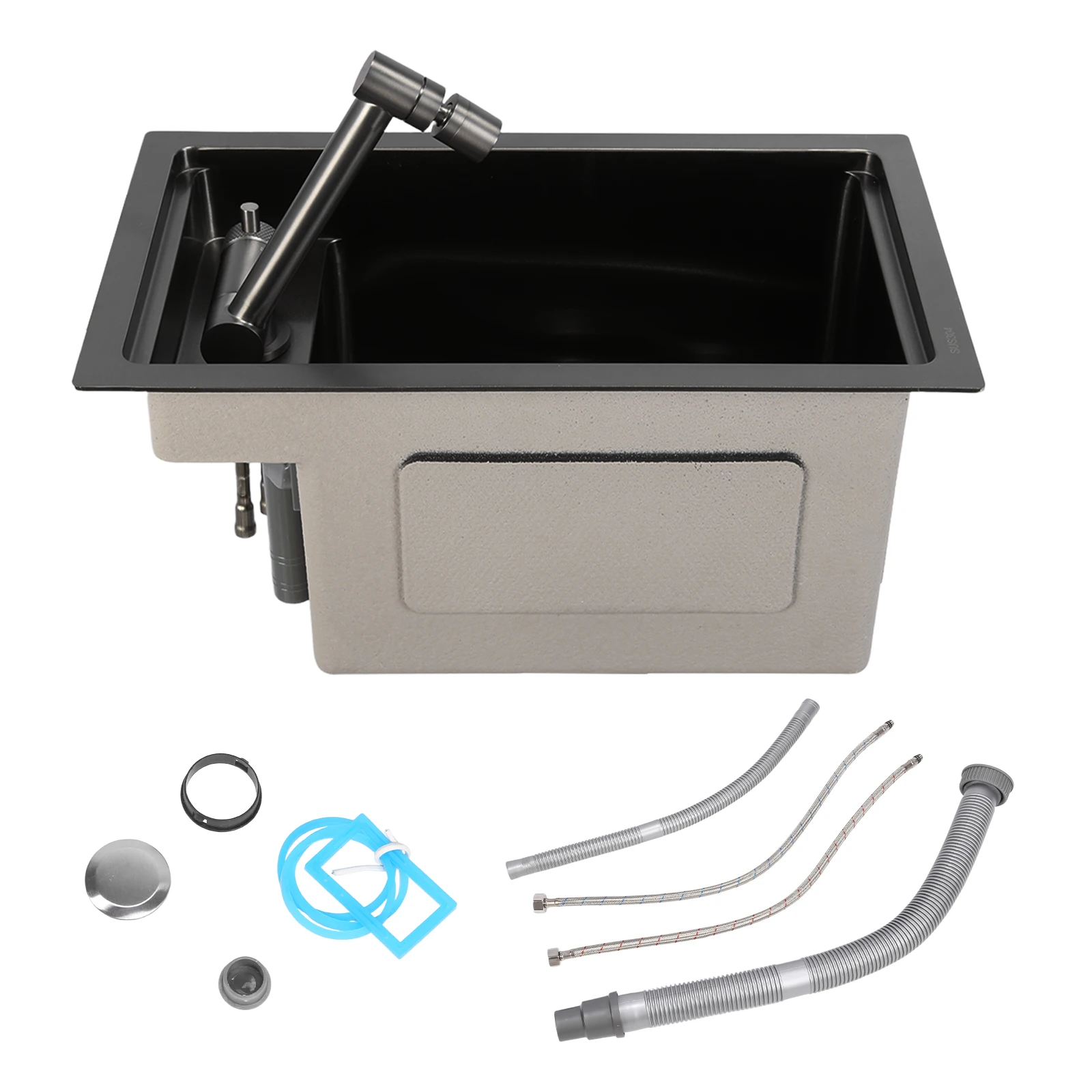 

Small Kitchen Sink with Foldable Faucet Stainless Steel Wet Bar Sink with Lid for Laundry Wet Bar Prep Office Outdoor Yard