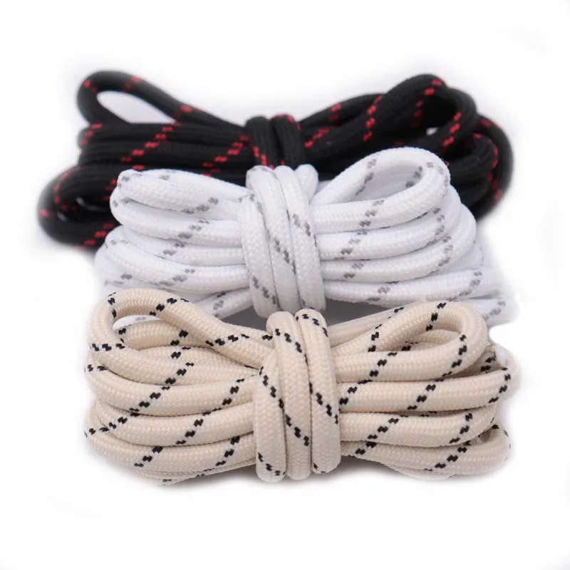 0.45cm Round Striped Rope Shoelaces Beige White Bootlaces Polyester Shoelace Shoestring for Roller Skates Hiking Outdoor Shoes