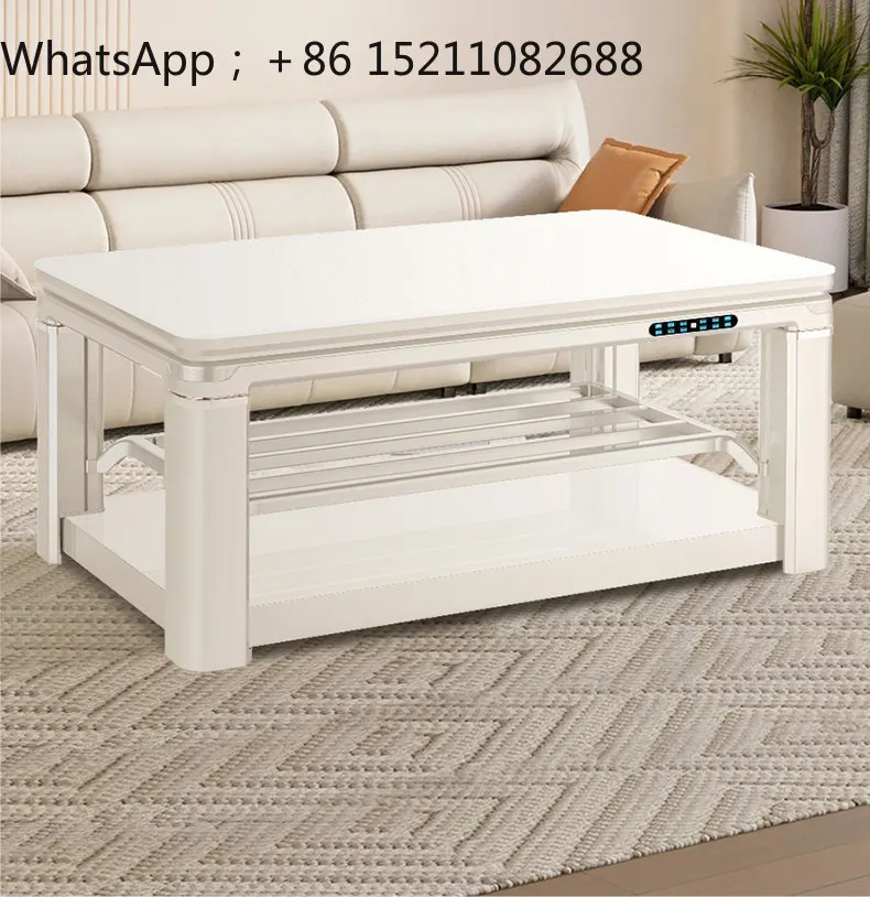 LLY 2026 new lift heating table household rectangular electric heating coffee table mobile pulley coffee table