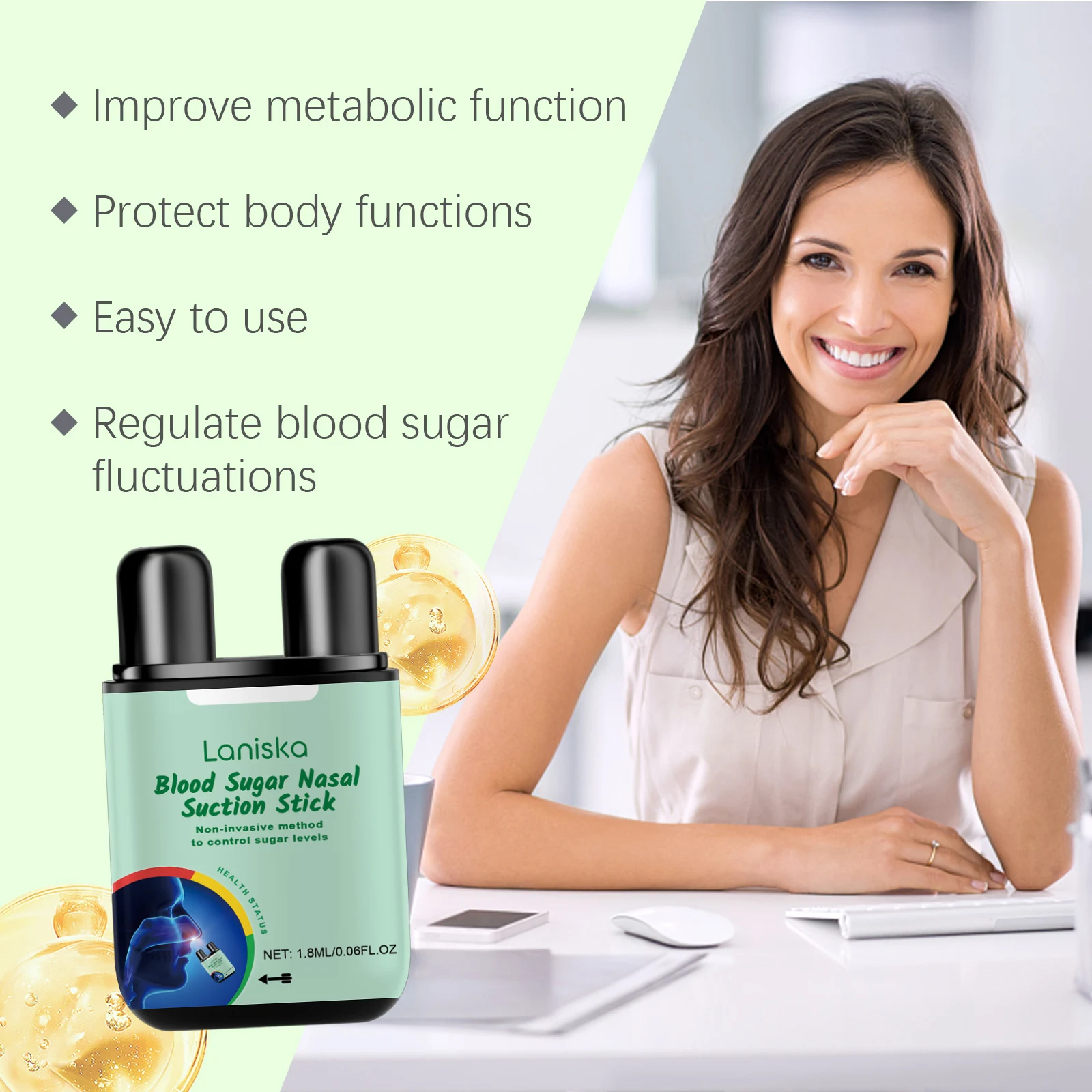 1/2/3 قطعة التحكم في مرض السكري جهاز الاستنشاق الأنفي التوازن الجلوكوز في الدم تحفيز الأنسولين مستقرة تحديث الصحوة انخفاض السكر في الدم الرعاية