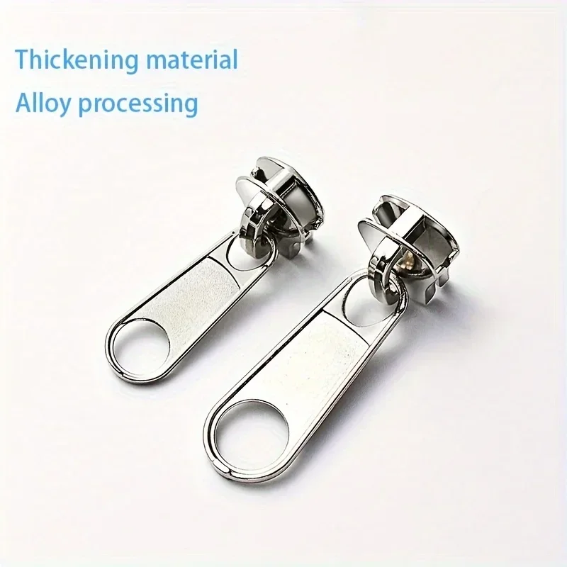 10pcs Zipper Pulls, No. 3 & No. 5 Compatible, Durable Resin & Metal Nylon Zippers, Long Plate Head Idealor Clothing, Bedding