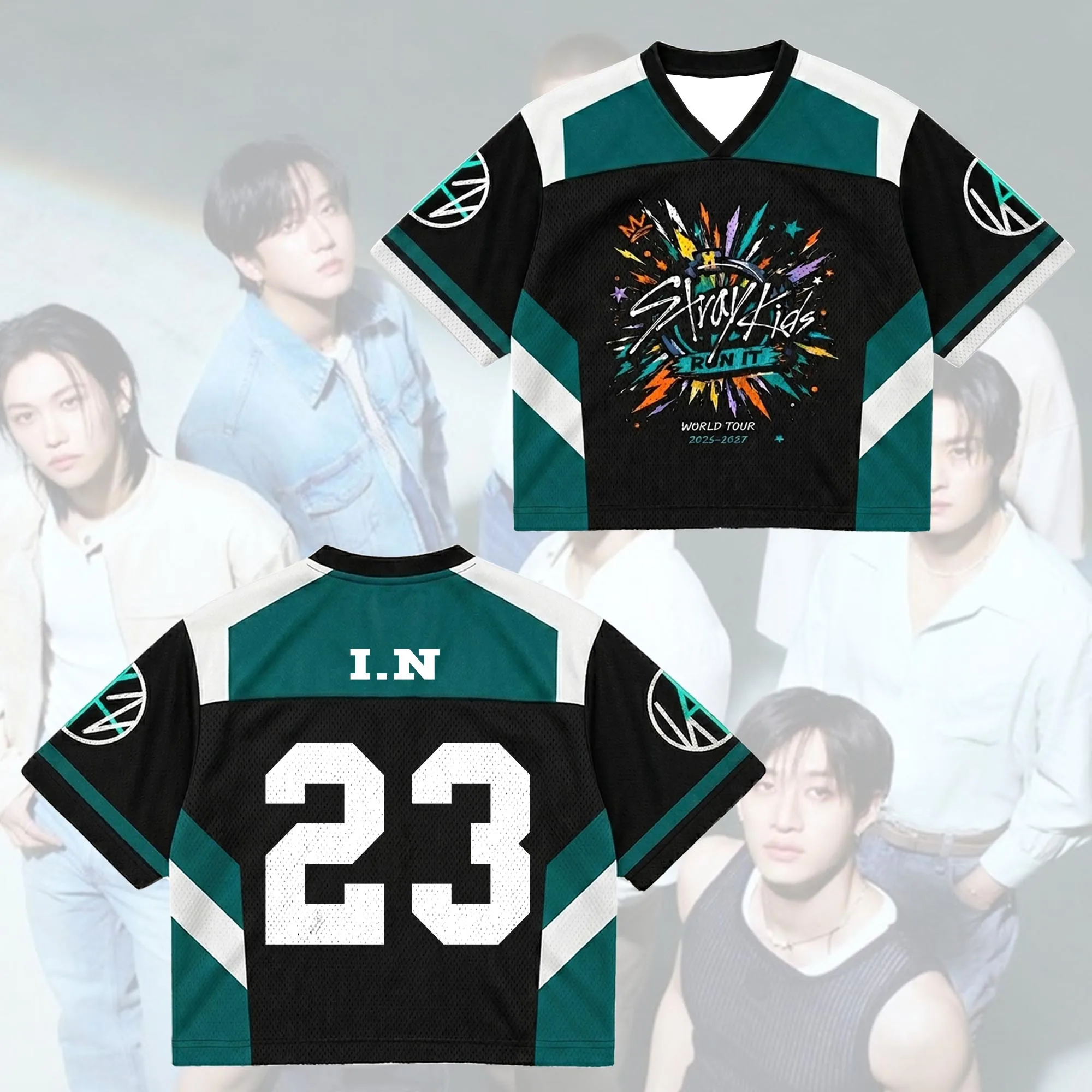 2026 Stray Kids Run It World Tour 3D-gedrucktes Jersey Herren Sommer Outdoor T-Shirt Atmungsaktiv Schnelltrocknend Streetwear Kleidung – Detail 9