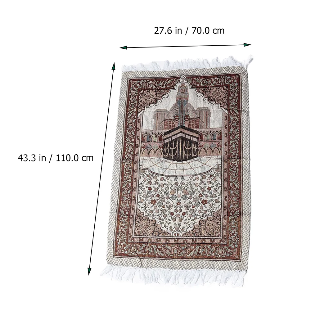 Carpet Muslim Prayer Blanket Area Rugs Tasbih Beads Cotton 11x70x002cm Travel Praying Mat