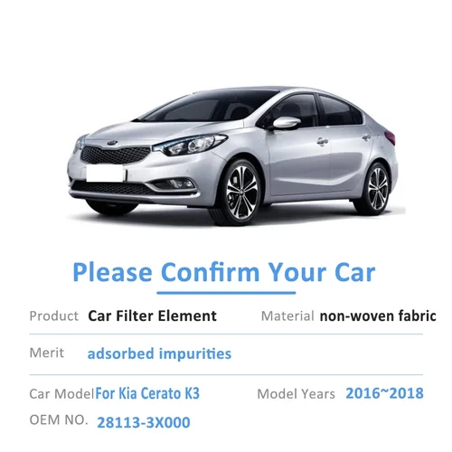 Imagen 2 del producto Filtro de aire de carbón activado para coche, accesorios de filtro de cabina para Kia Cerato K3 YD 2014, 2015, 2016, 2017, 2018, 28113-3X000