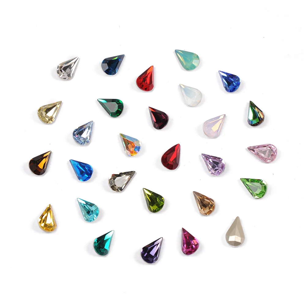 4300 Pear Shaped Glitter Strass Crystal Fancy Stones Craft Gems Point Back Sew On Rhinestones For Dress Decoration