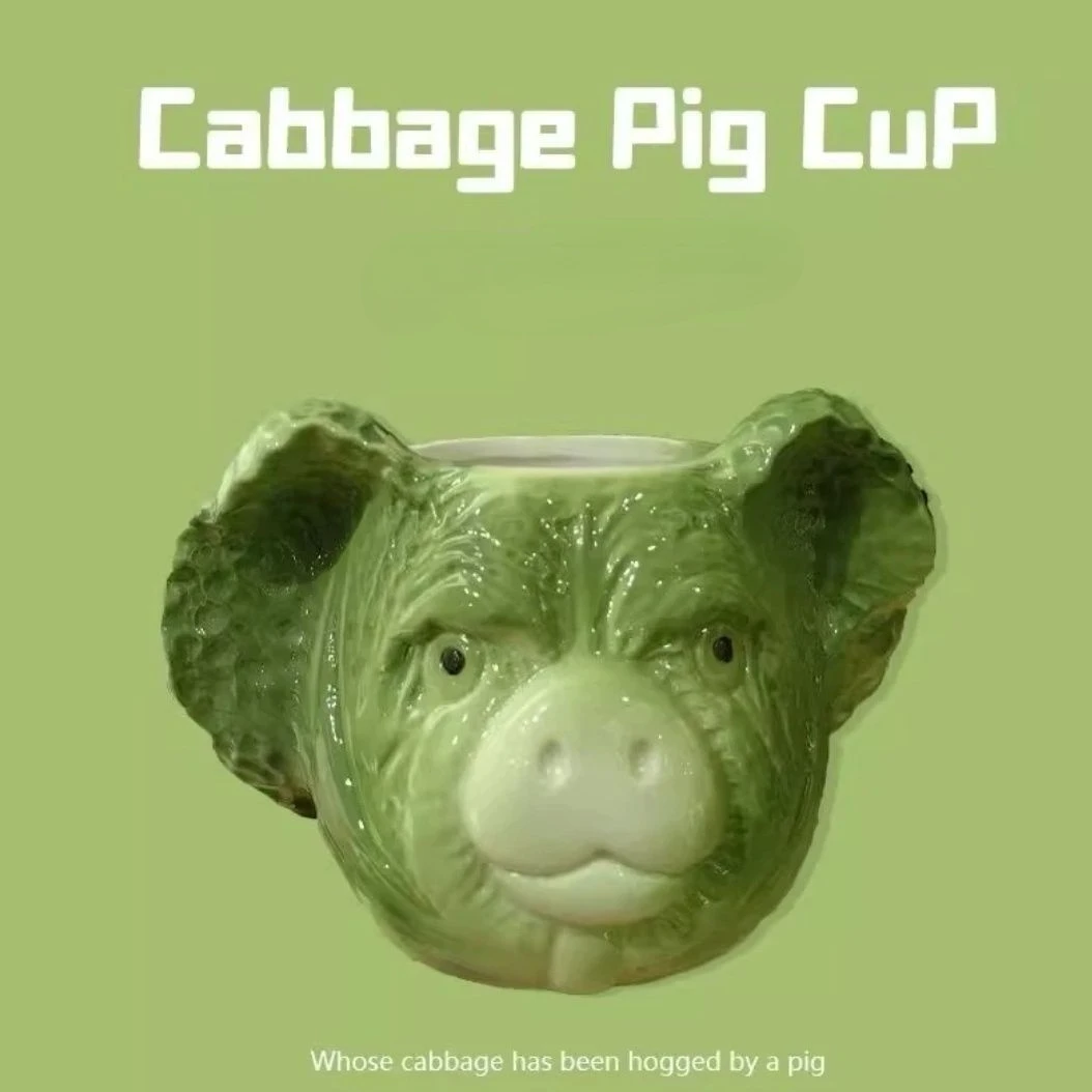

Creative Cabbage Pig Cup Funny 3D Ceramic Coffee Mugs WaterCup Home Strange Milk Juice Tea Cup Personality Boy Exquisite Gift
