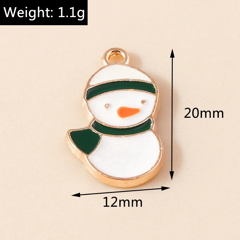 20 Stück gemischte Cartoon-Emaille-Weihnachts-Schneemann-Anhänger für Schmuckherstellung, Ohrhänger, Halsketten, DIY-Bastelzubehör, Geschenk – Detail 5