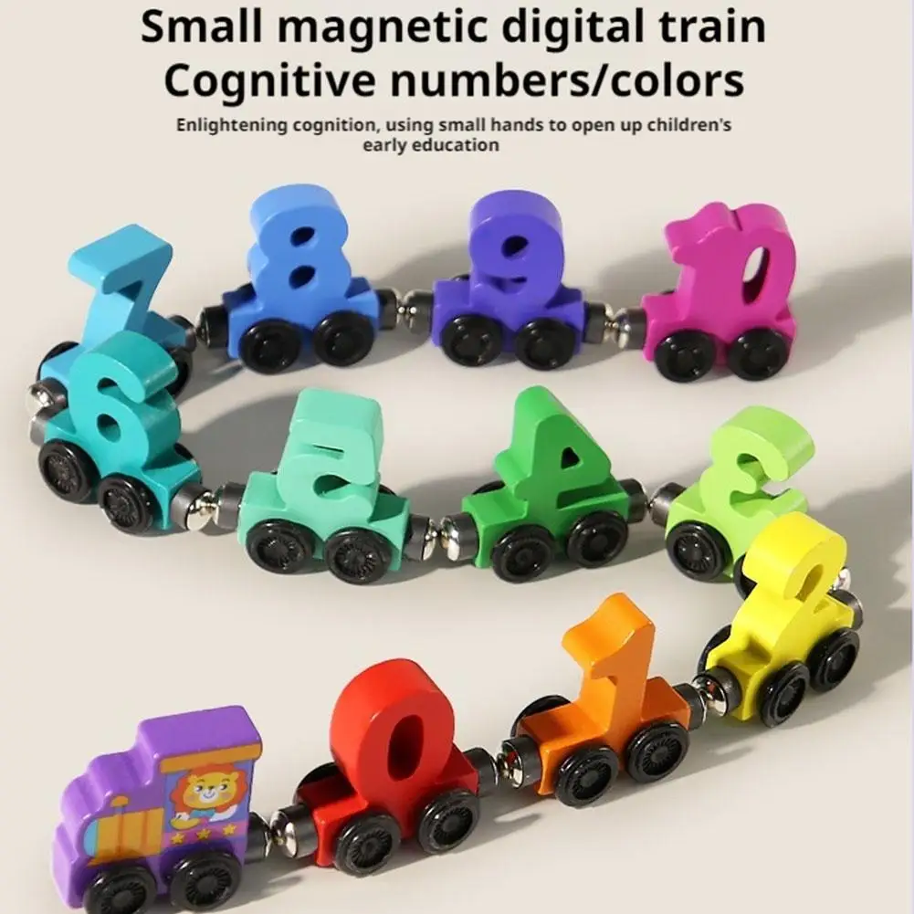 Children's Wooden Magnetic Building Blocks Assembly Car Digital Train Enlightenment Early Education Digital Cognitive Puzzle Toy