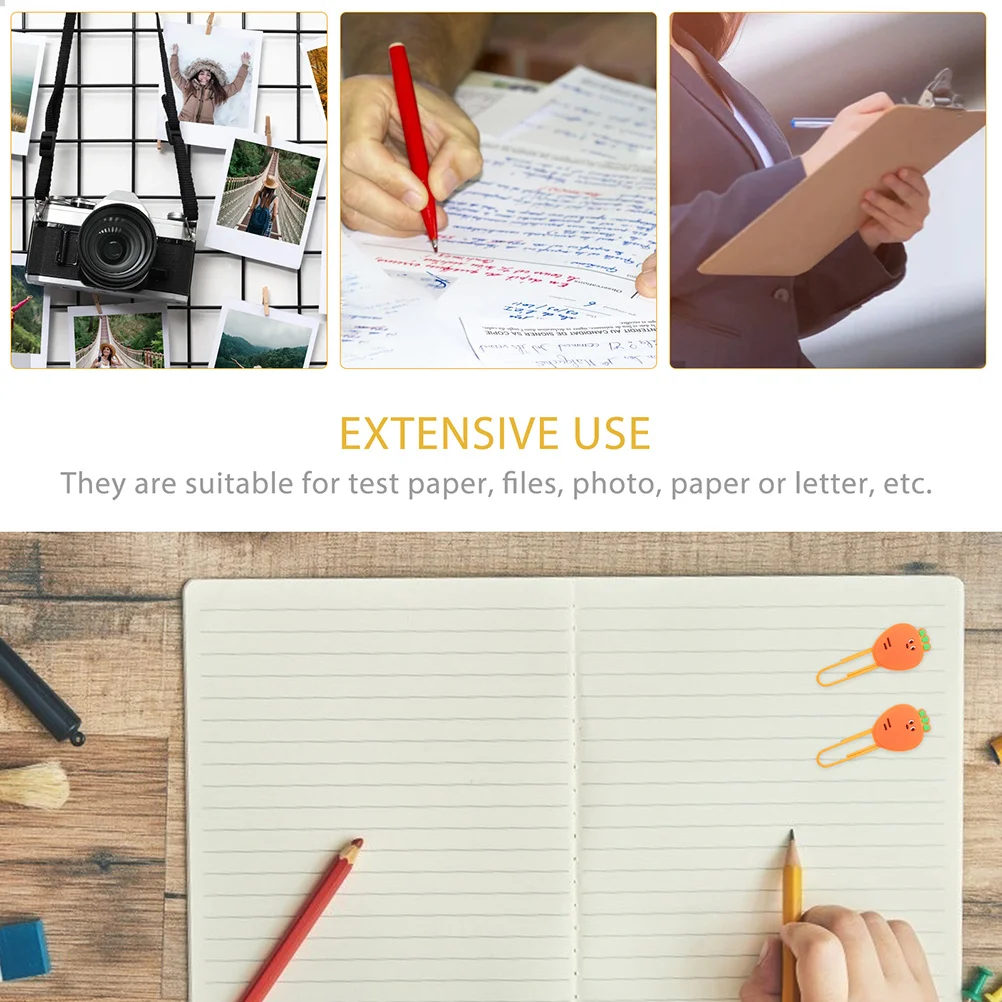 8 قطع من مشابك الورق على شكل جزرة، مشابك صغيرة إبداعية لمكتب المستندات المدرسية، دفاتر الملاحظات، الإشارات المرجعية للفاكهة اللطيفة