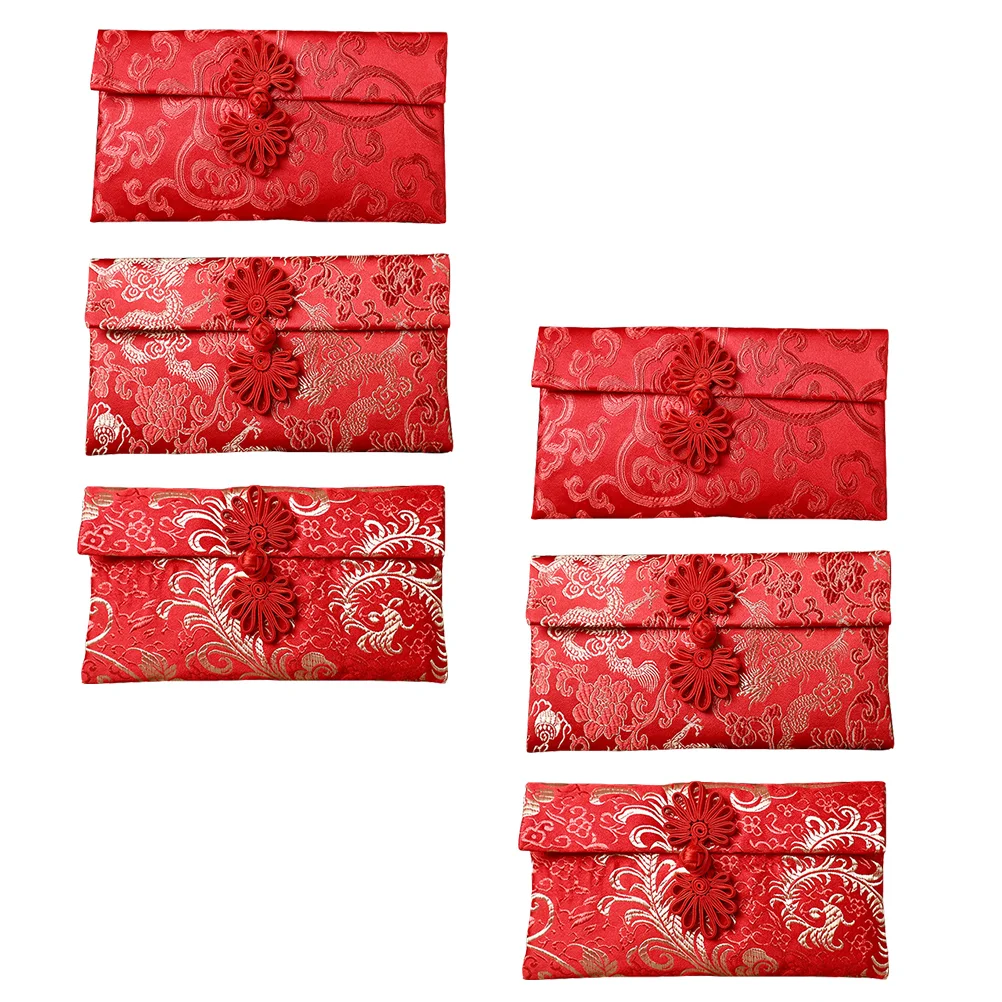 Chinese Red Envelope Buckle Fabric Knot Envelopes Personality Packets Money with