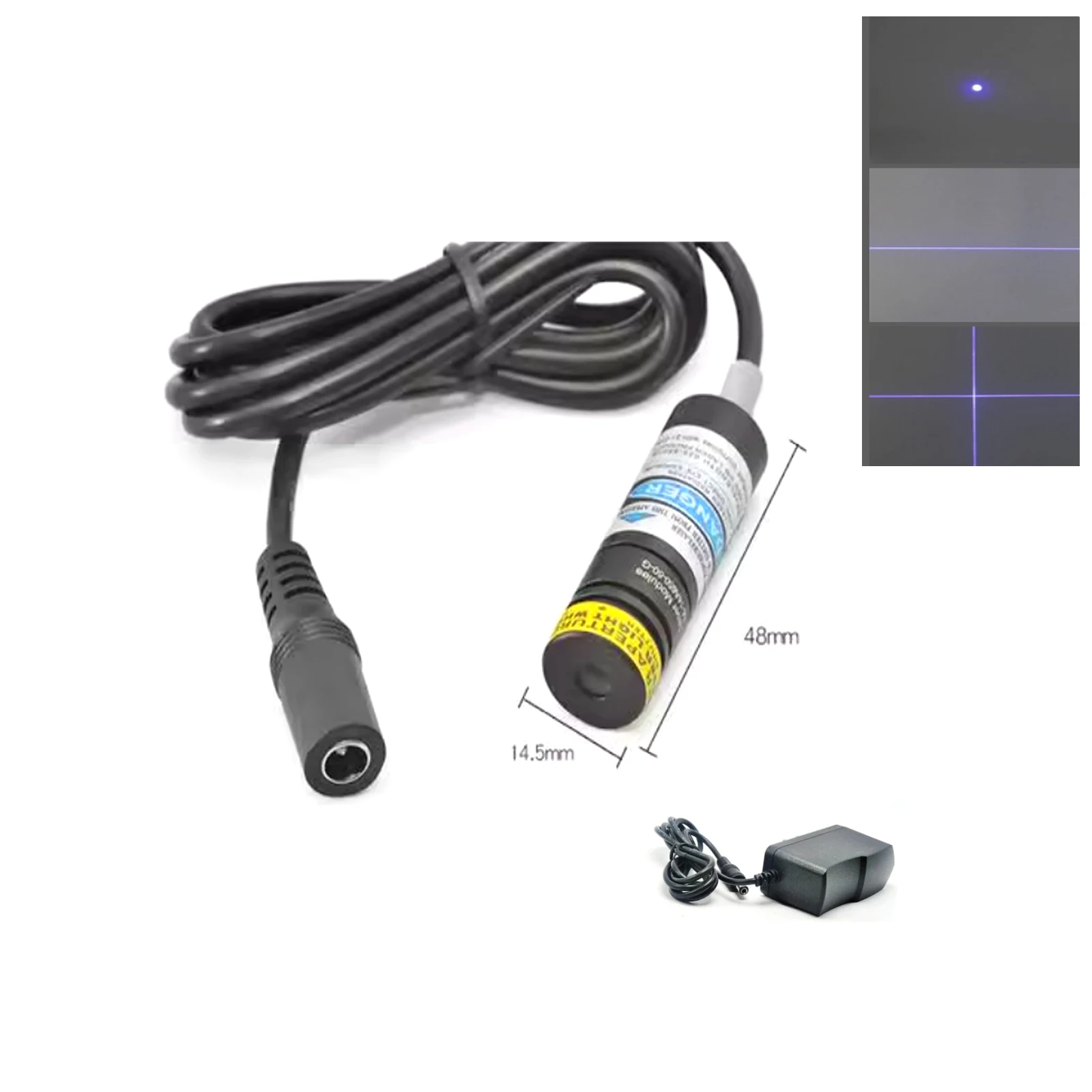 

Focusable 405nm 50mW Dot/Line/Cross Blue-Violet Light Laser Diode Module w Adapter 14.5x48mm