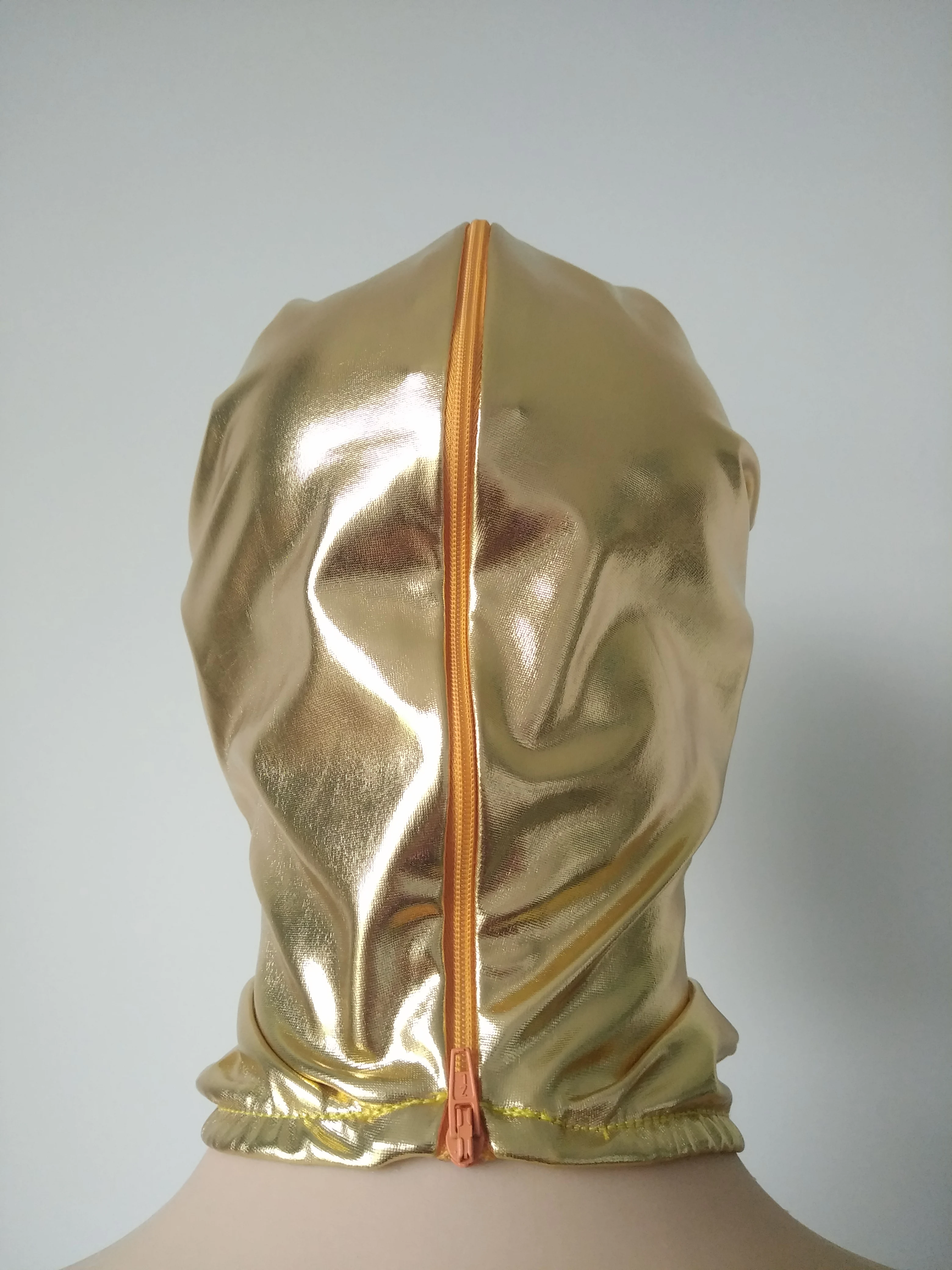 Adult Cosplay White shiny metallic hood open eyes and mouth Costumes Party Accessories Halloween Masks
