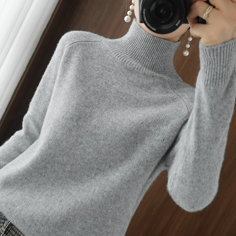 2024Autumn and Winter New plus Size Women's Loose Pullover Sweater Turtleneck Sweater Women's Top Bottoming Shirt Clothing Winte