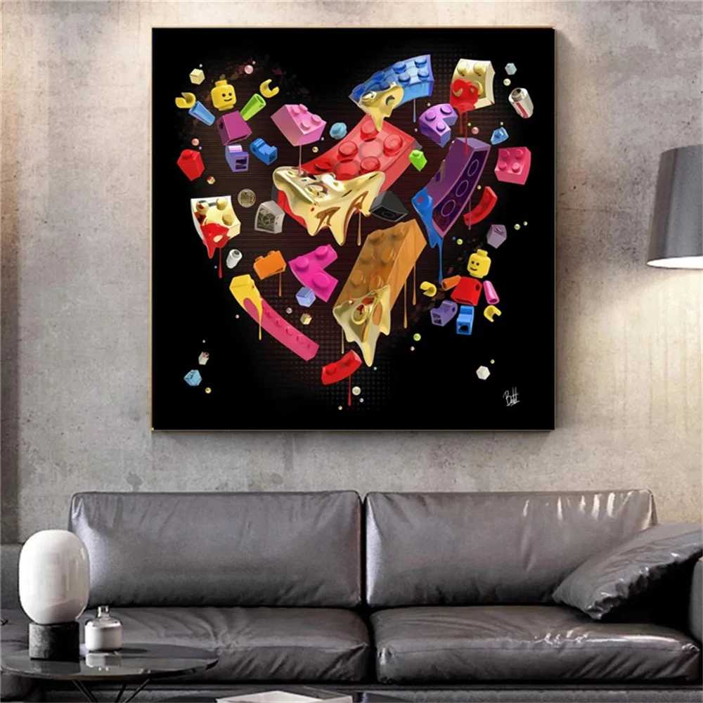 Nordic Graffiti Block Canvas Painting Colorful Pop Art Poster and Prints Street Art Wall Picture for Living Room Home Decoration