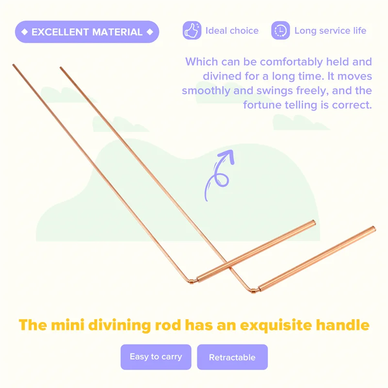 -ABGY 2 قطعة مجموعة قضبان التغطيس النحاسية قضبان العرافة الروحية قضيب نحاسي مرن مجموعة قضبان الروح مع قلادة البندول #2