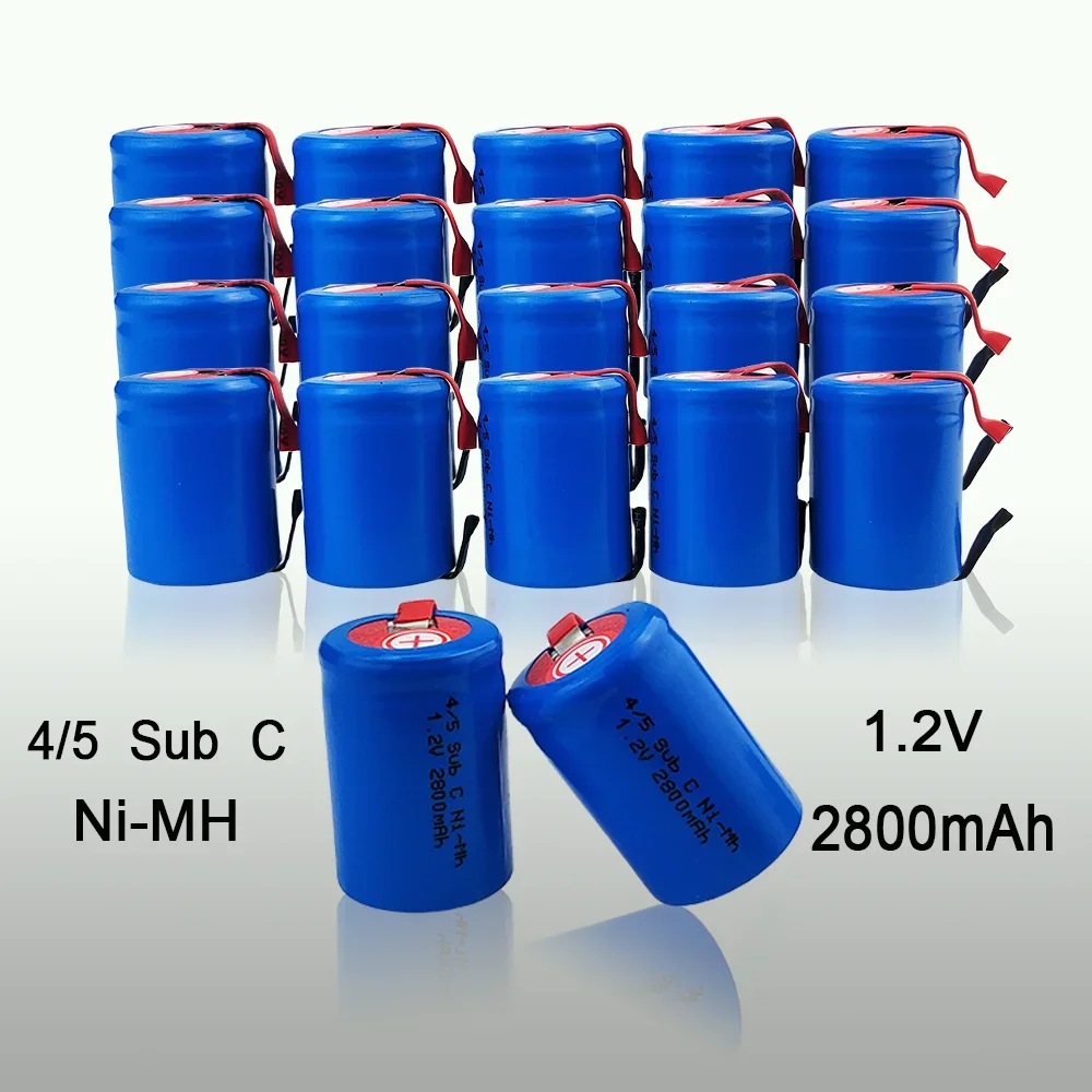 

New 4/5 SC Sub C Battery High-Discharge 1.2V 2800mAh Rechargeable Ni-MH Batteries With Welding Tabs