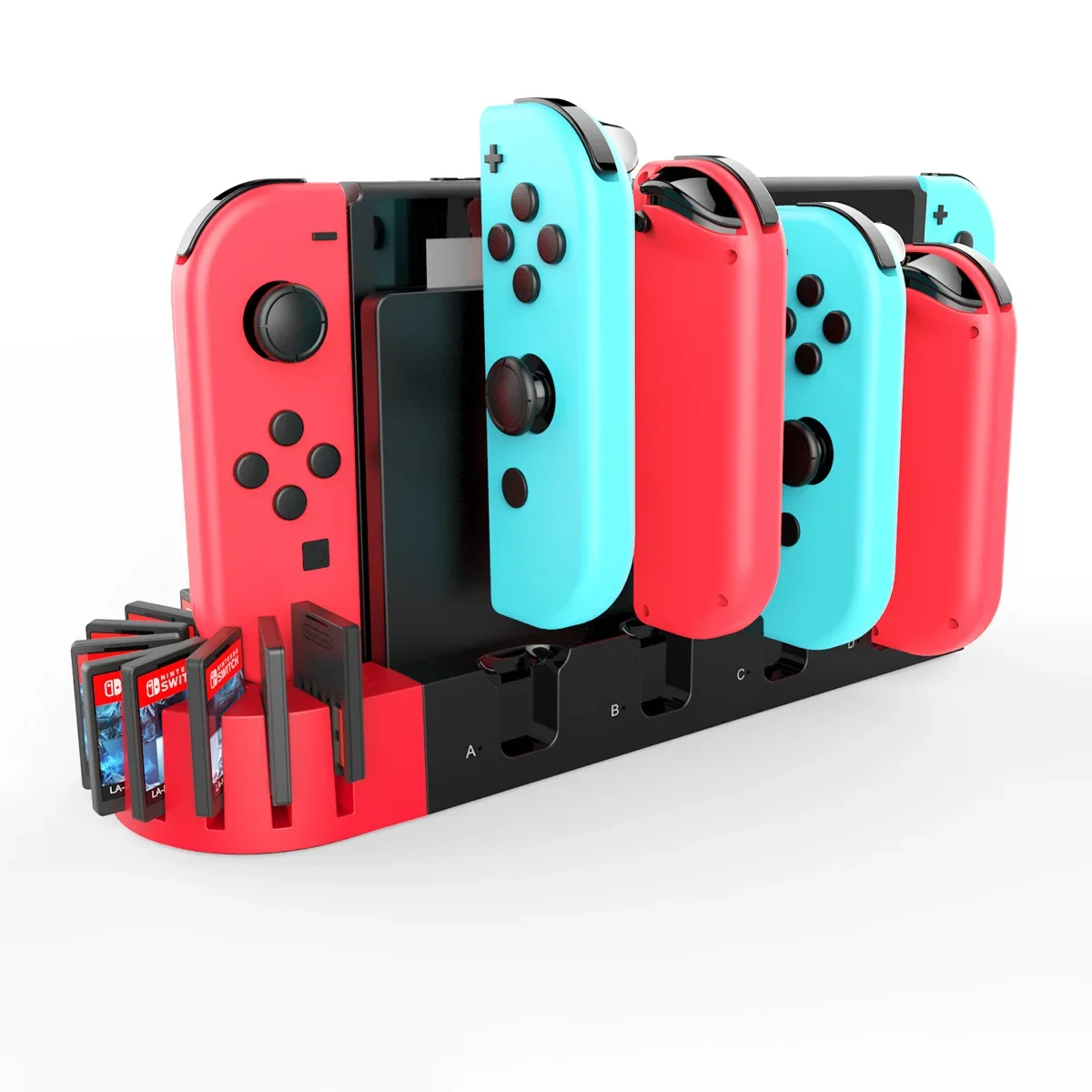 For Nintendo Switch Controller Seat Charger JoyCon Left & Right Small Joy-con Python Four Charge NS Game Card Storage Seat