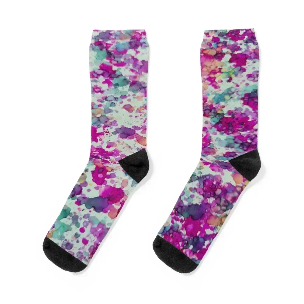 Rainbow Bow Alcohol Inks Socks winter christmas gifts Rugby Socks Men Women's