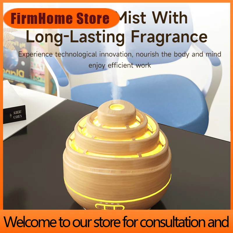 FirmHome StoreArchitectural Style Humidifier Luxury Wood Grain Aroma Diffuser Multilayer Tower Air Humidifier With Colorful LED