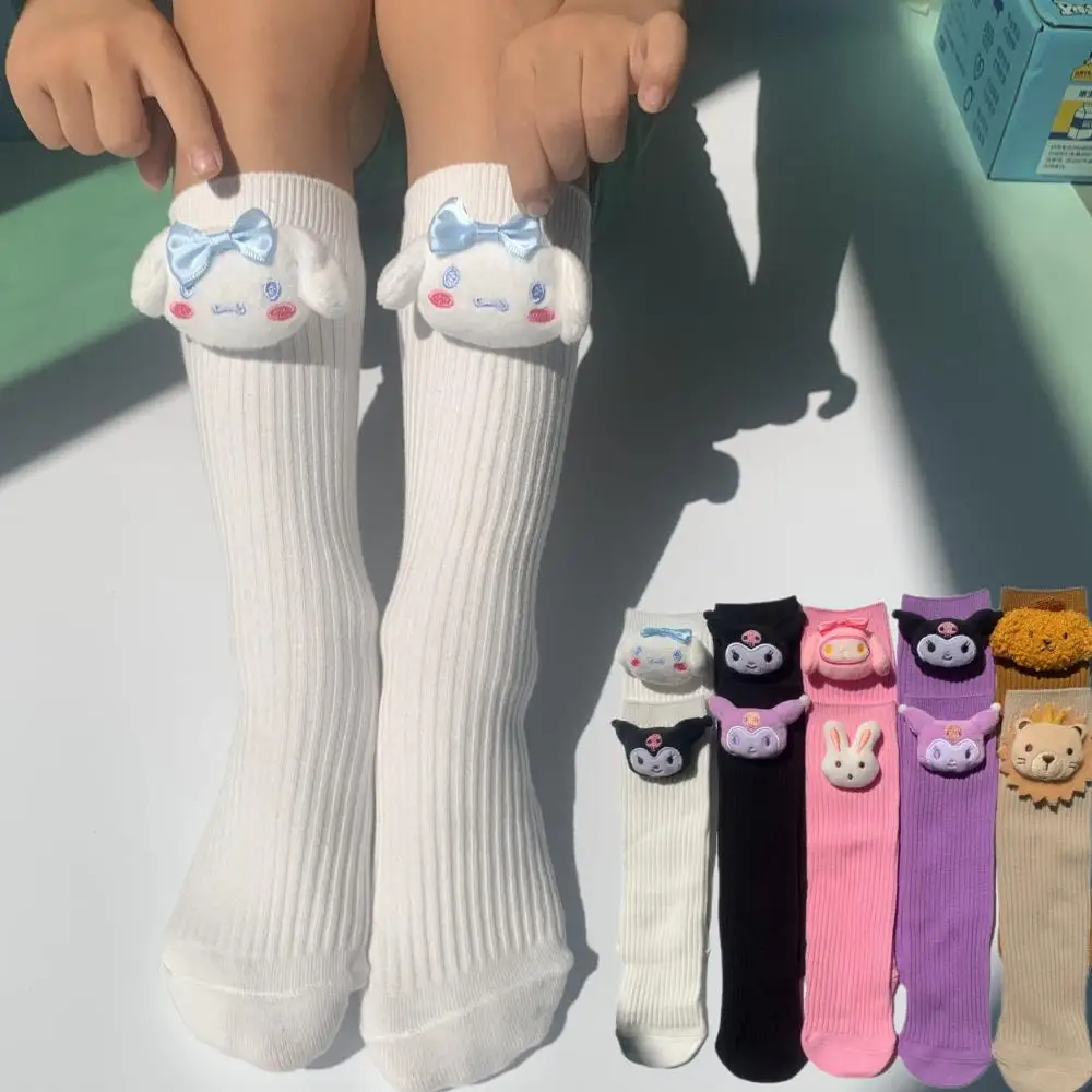 Kawaii Kuromi Kids Girls Jk College Style Lolita Knee Long Socks Sanrios Anime Melody Cinnamorol Knee High Socks Cotton Fashion