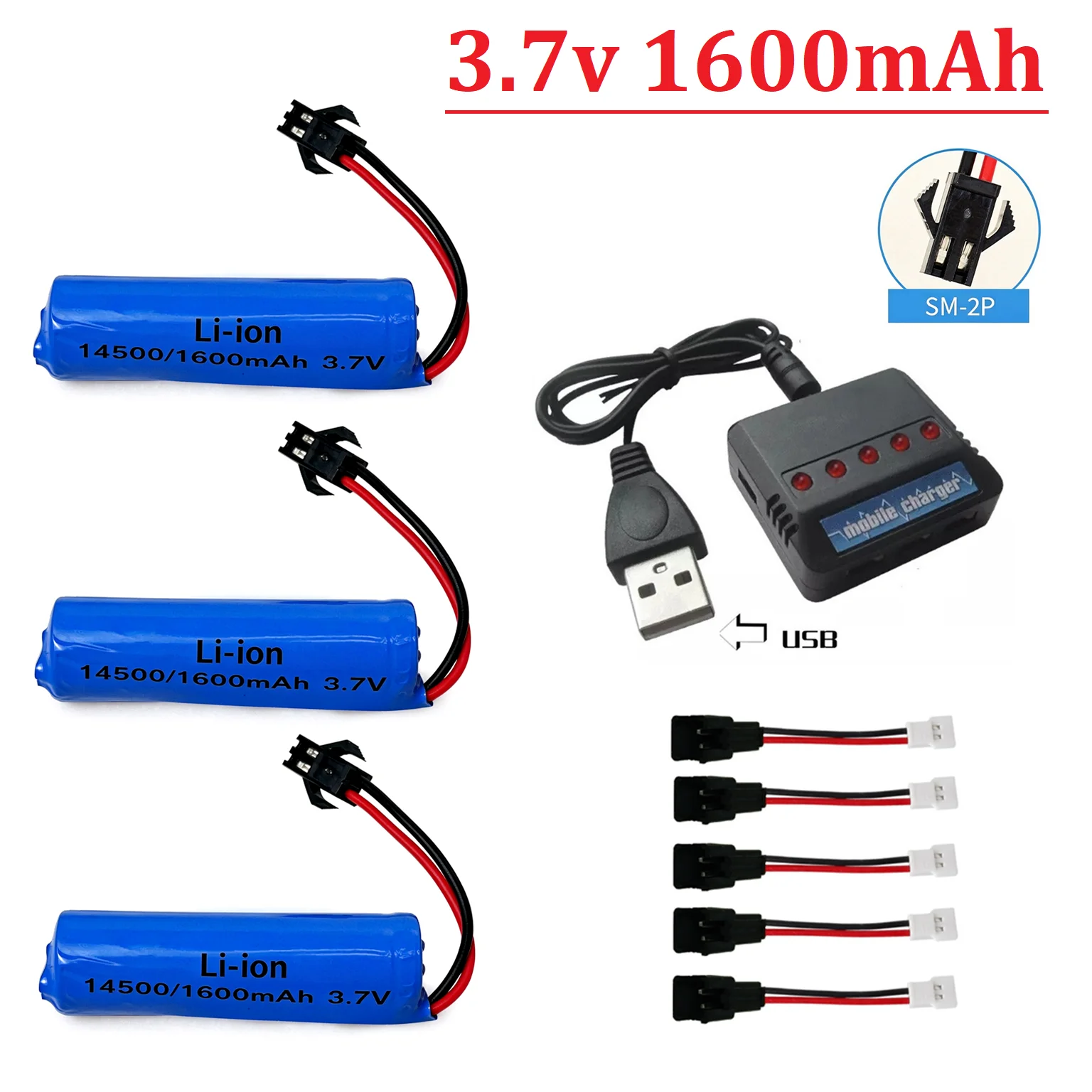 3.7V 1600mAh Li-ion Battery For SG204PRO 2.4G high-speed Drift 1:16/1:20 Off-road RC Boat Vehicle 14500 Battery C2 D828 RC Car