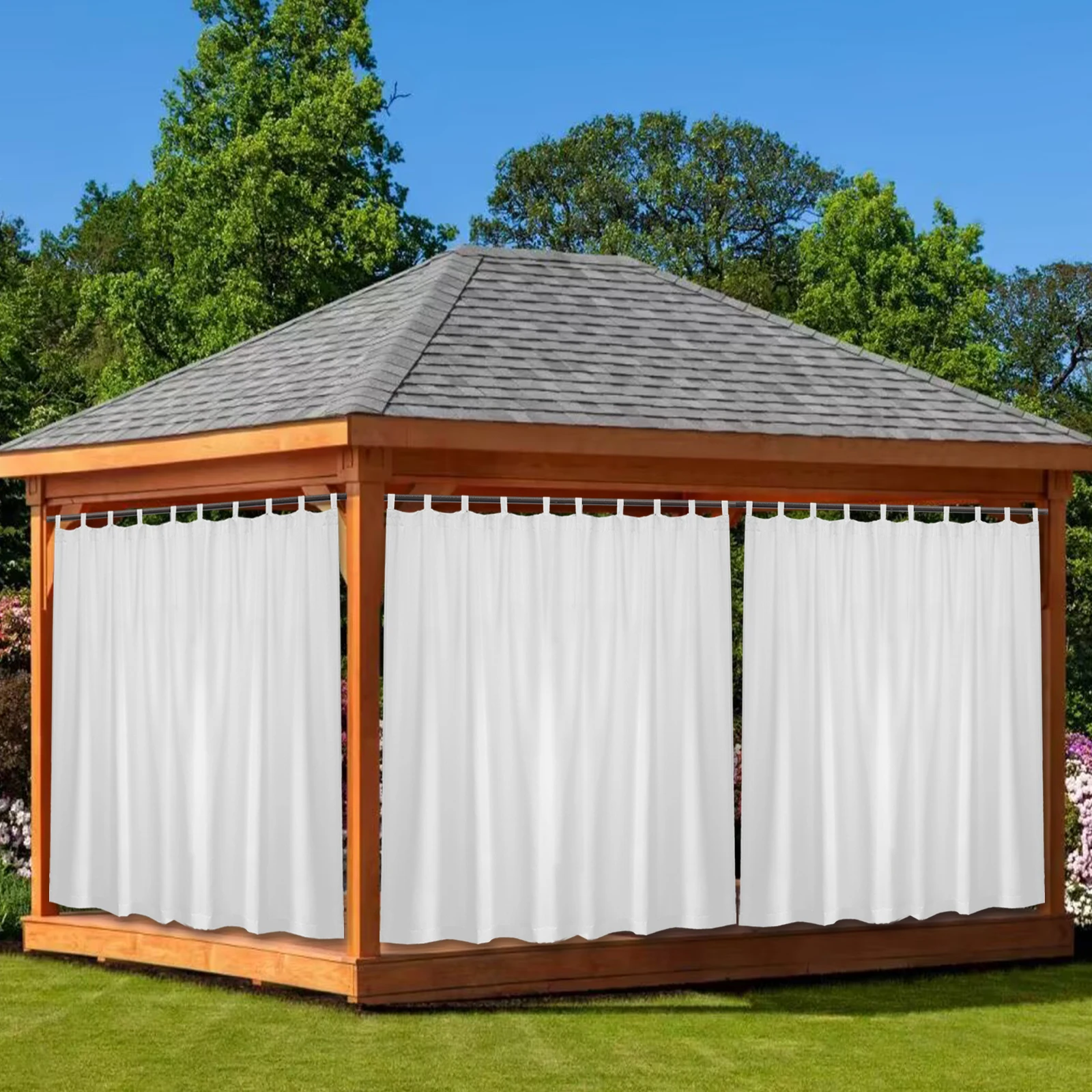 Extra Large Patio Waterproof Curtains Panel Tap Top Outdoor Garden Blackout Curtains Thermal Insulated Window Drapes Pergola